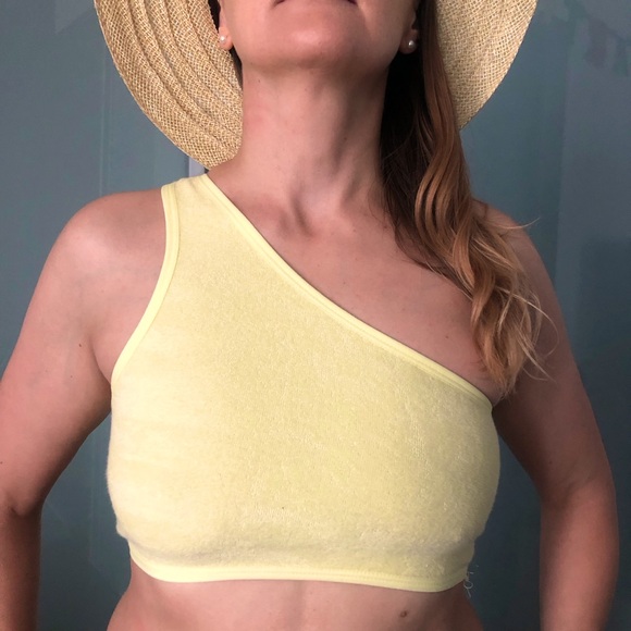 Zara Yellow Top Made of Flocked Cotton - Picture 1 of 8